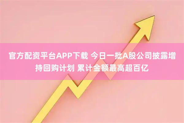 官方配资平台APP下载 今日一批A股公司披露增持回购计划 累计金额最高超百亿